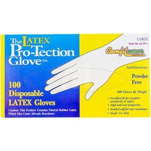 Comfitwear Latex Protection Gloves Powder Free Large, 100 Ct