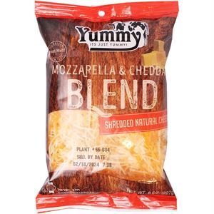 Yummy Shredded Mozzarella & Cheddar, 8 Oz