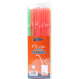 Kitchen Collect Flexible Straws, 175 Cnt