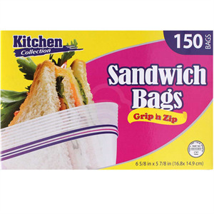 Kitchen Collect Grip'n Zip Sandwich Bags, 150 Cnt