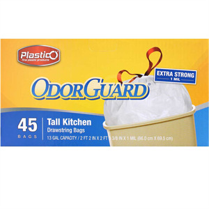 Plastico White Tall Kitchen Garbage Bag 13 Gall, 45 Cnt