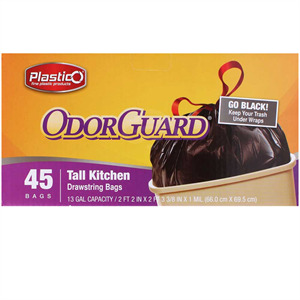 Plastico Black Tall Kitchen Garbage  Bag Drawstr, 45 Cnt