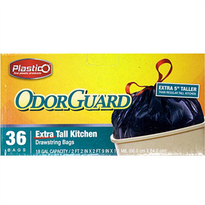Plastico Black Xtall Kitchen Bag Drawsr, 36 Cnt
