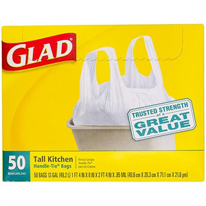 Glad Tall Ktchn Garbage  Bag Handl Tie 13Gal, 50 Cnt
