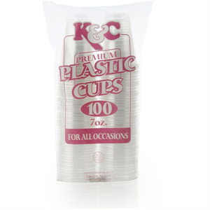 K&C Plastic Cups 7 Oz, 100 Ct