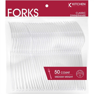 Kitchen Collect Clear Forks Heavy Weight, 50 Cnt