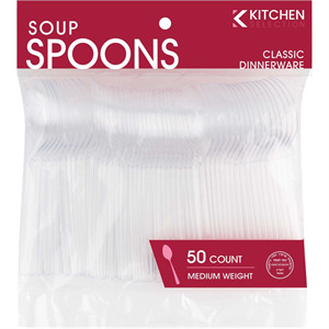 Kitchen Collect Clear Soup Spoons Heavy Weight, 50 Cnt