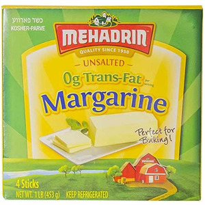 Mehadrin Margarine Trans Free 4 Sticks, 16 Oz
