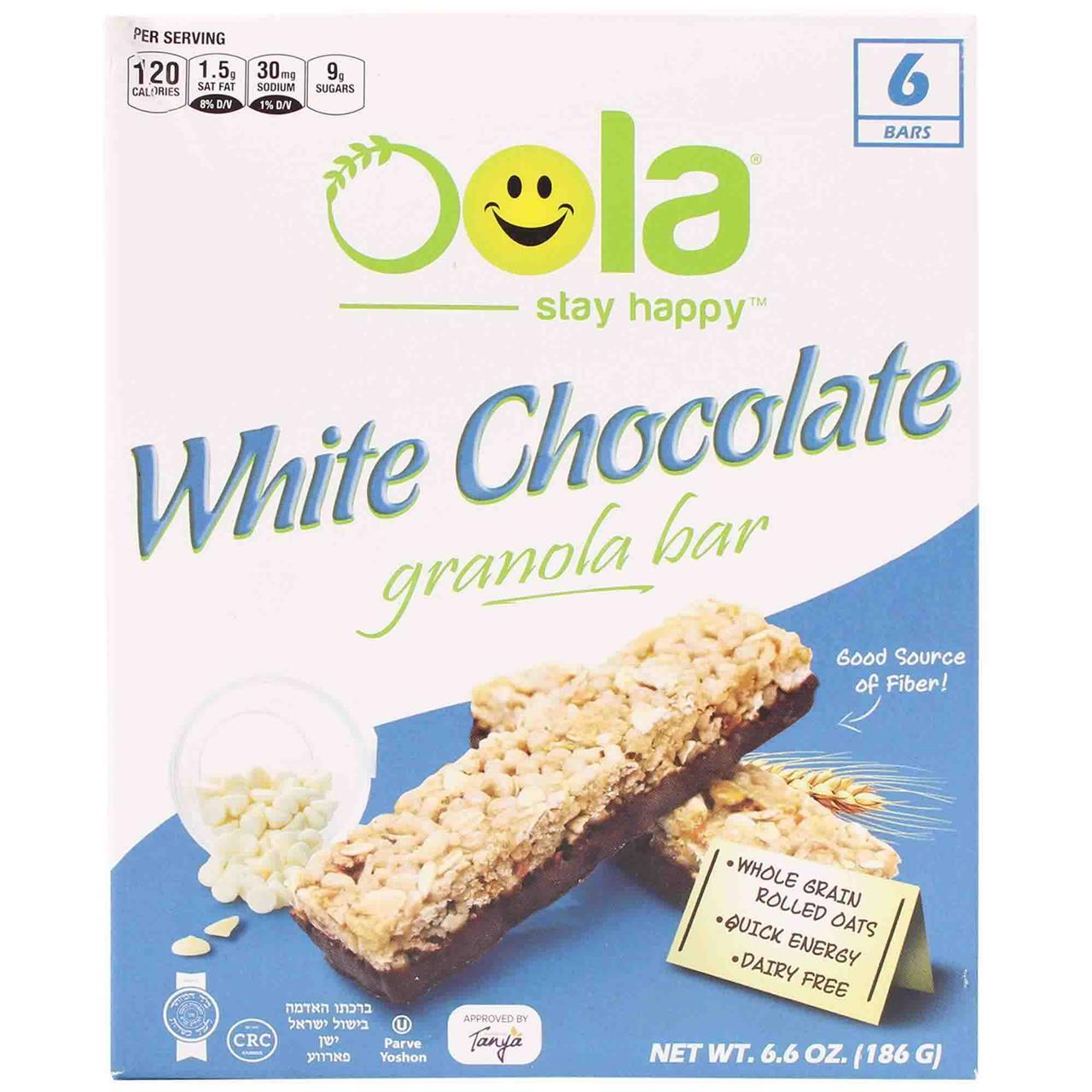 Oola White Chocolate Granola Bar 6C, 6.6 Oz