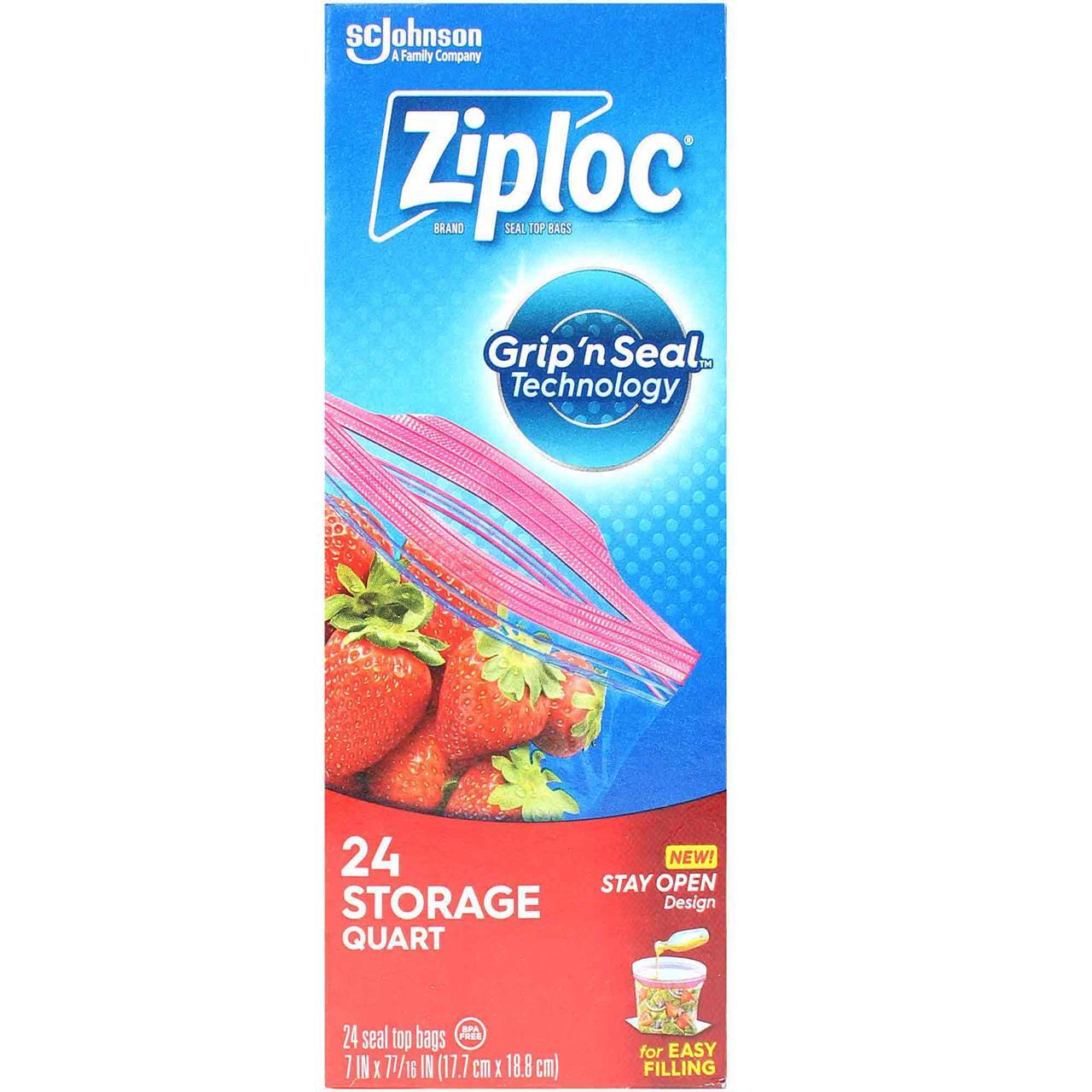 Johnson Ziploc Storage Bags Quart Size, 24 Ct