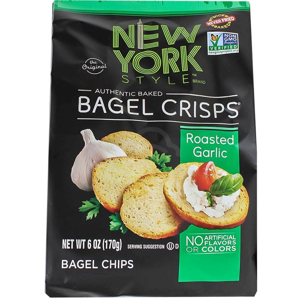 New York Style Bagel Crisps Roasted Garlic, 6 Oz